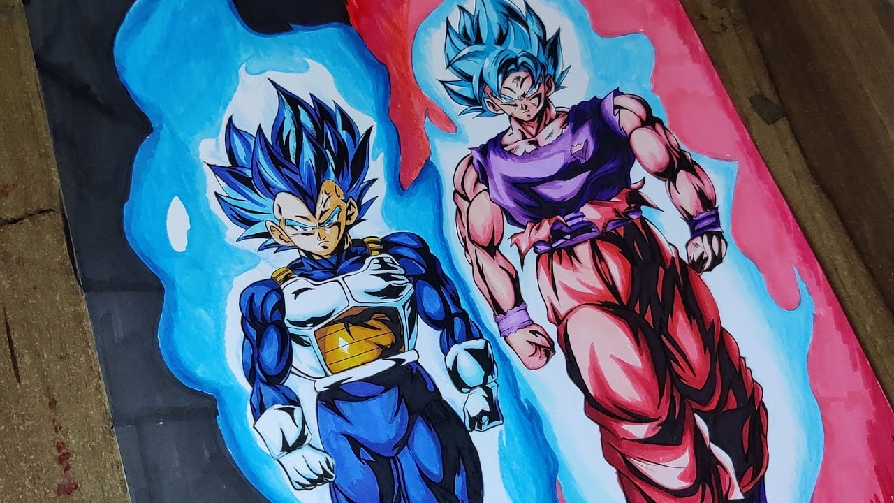 How to Draw Ssb Kaioken Goku and SSB Evolution Vegeta (The Blue Boy's)