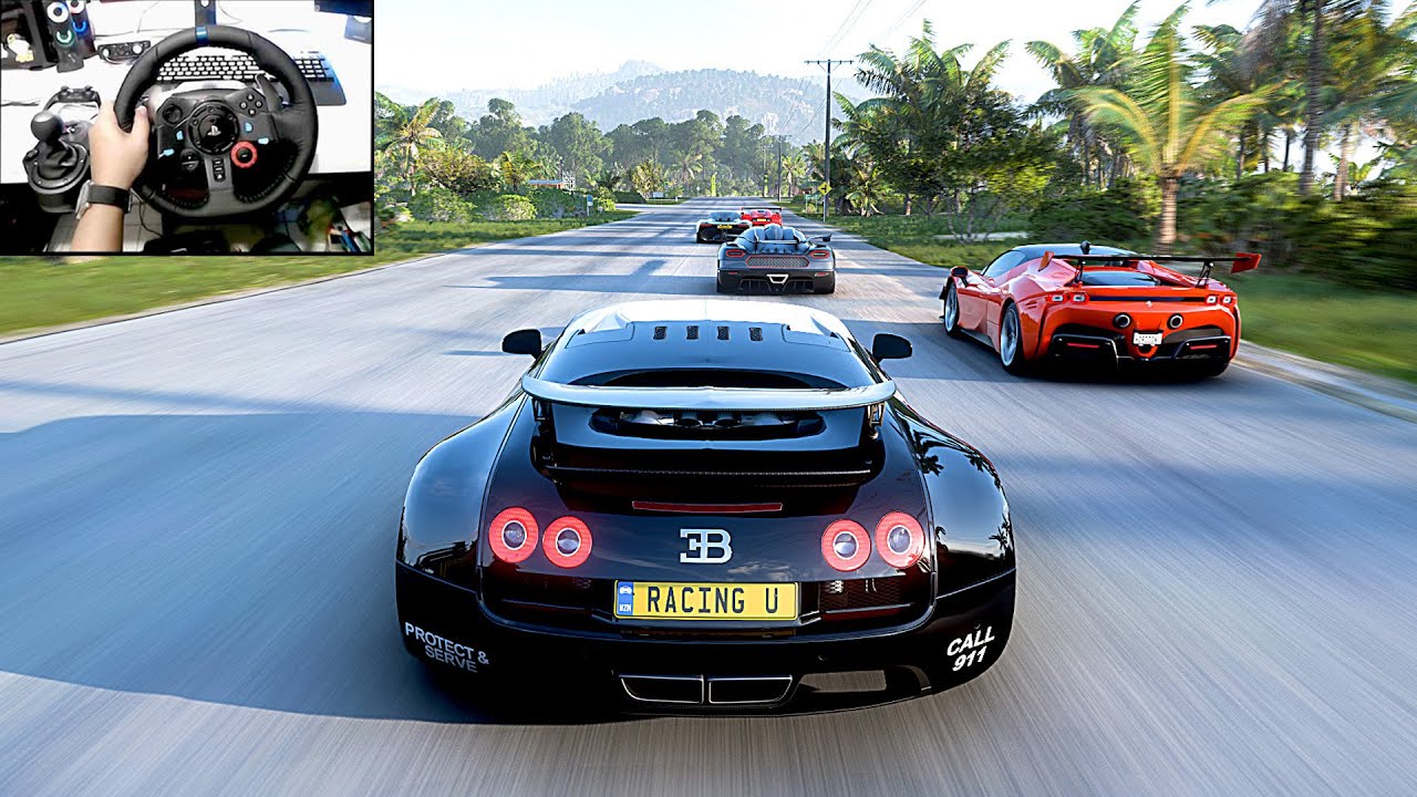 Bugatti Veyron VS Supercars - Forza Horizon 5 | Logitech G29 Steering Wheel