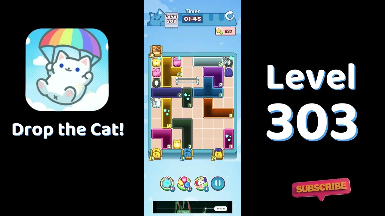 🎮 Drop the Cat! Level 303 Walkthrough | Fun Candy Puzzle Challenge 🐱