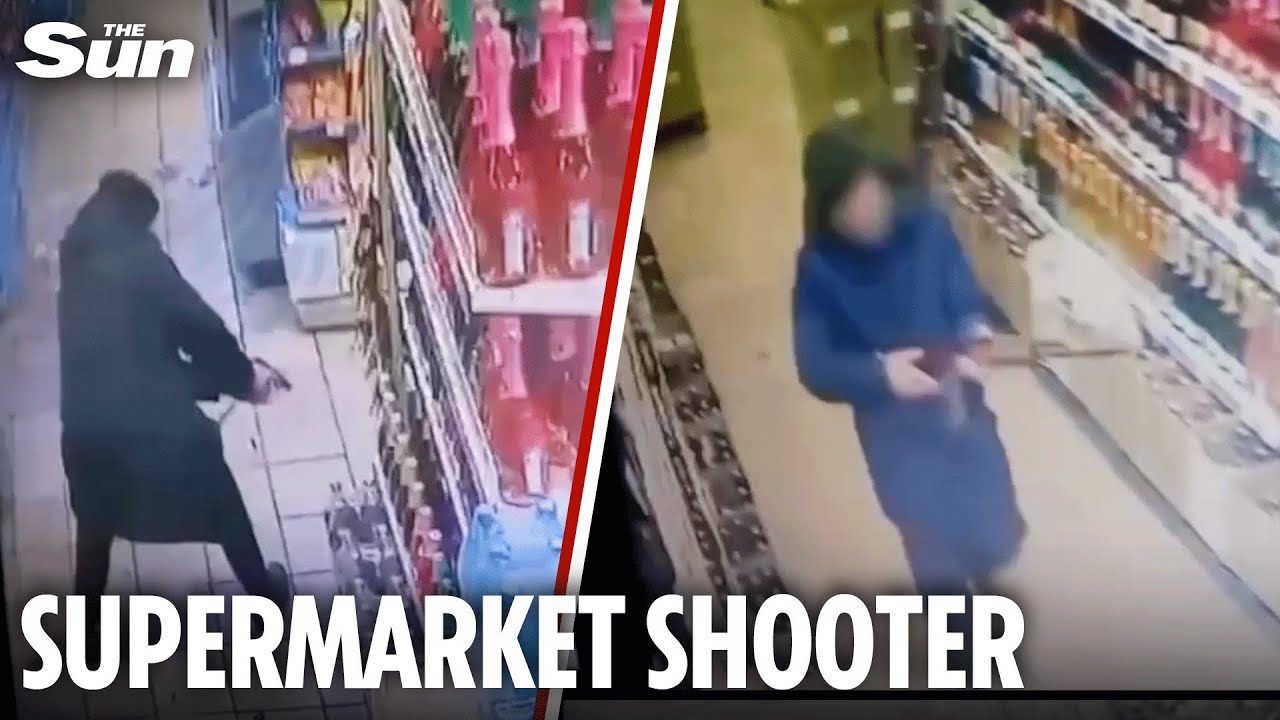 Terrifying moment AK-47 wielding gunman opens fire in supermarket