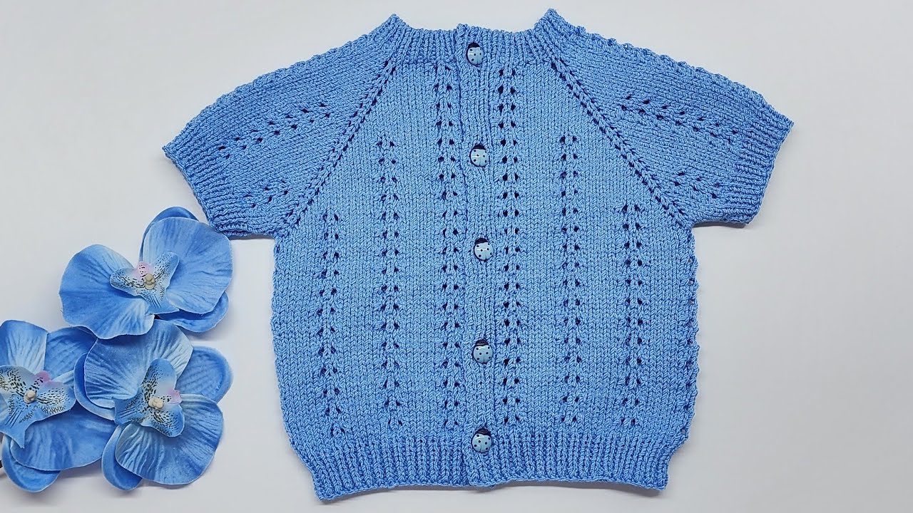 Ажурный жилет для малышей Легкий узор спицами спицами