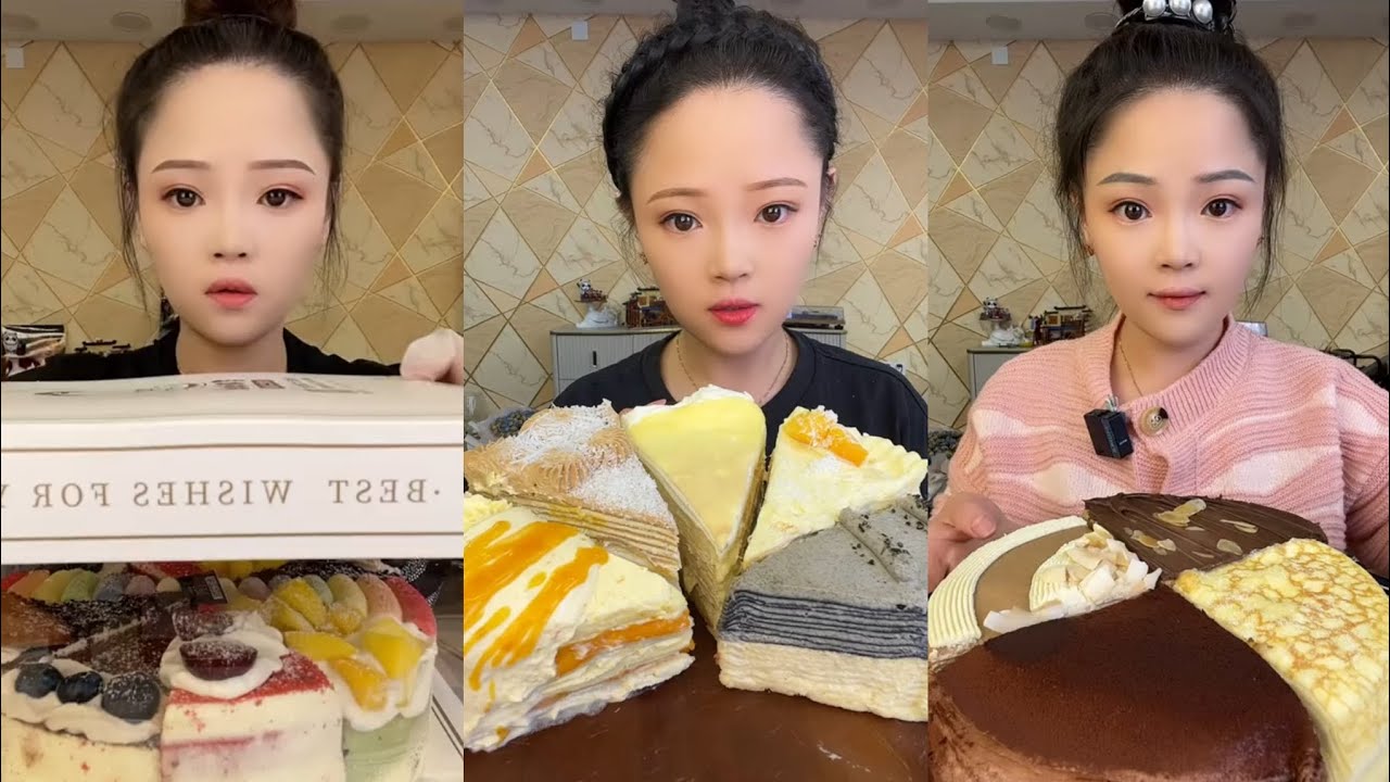 CHINESE MUKBANG SWEET FOOD (LAYER CAKE)@Xiao Yu Mukbang @Bingxin666 Mukbang EATING SHOW
