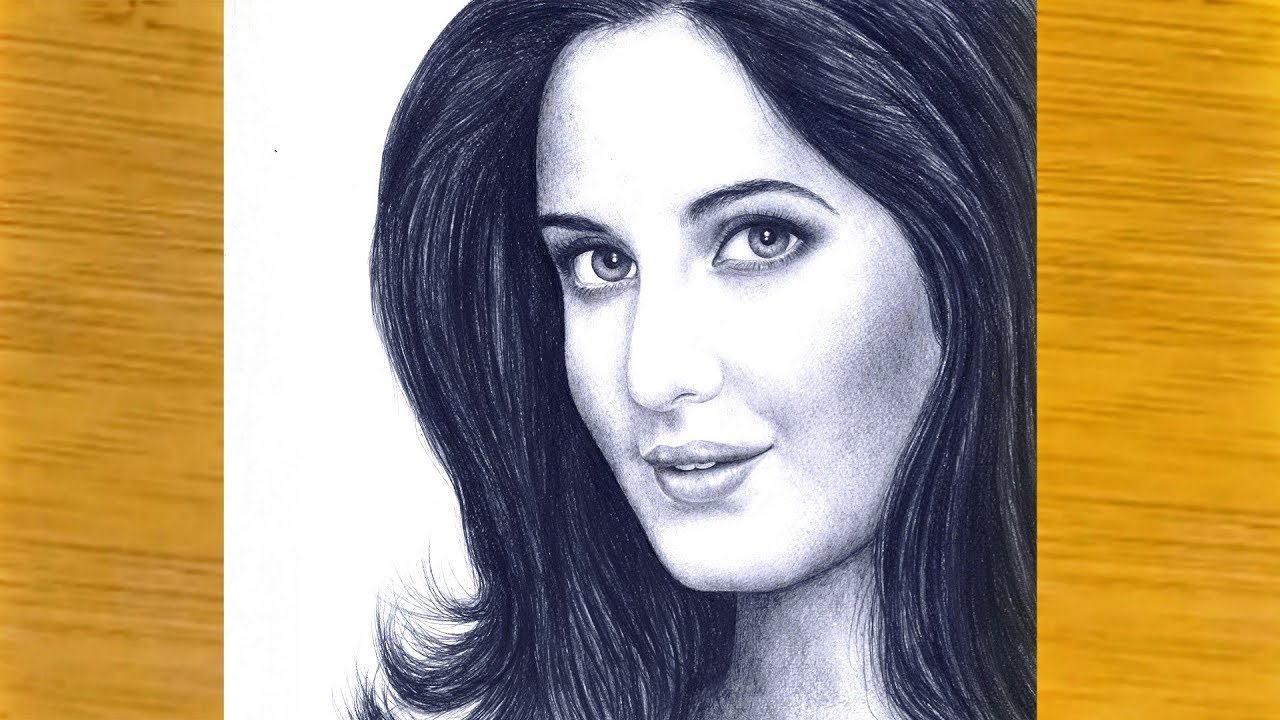 How to draw a face (Bollywood Actress KATRINA KAIF) for Beginners // EASY WAY TO DRAW REALISTIC FACE