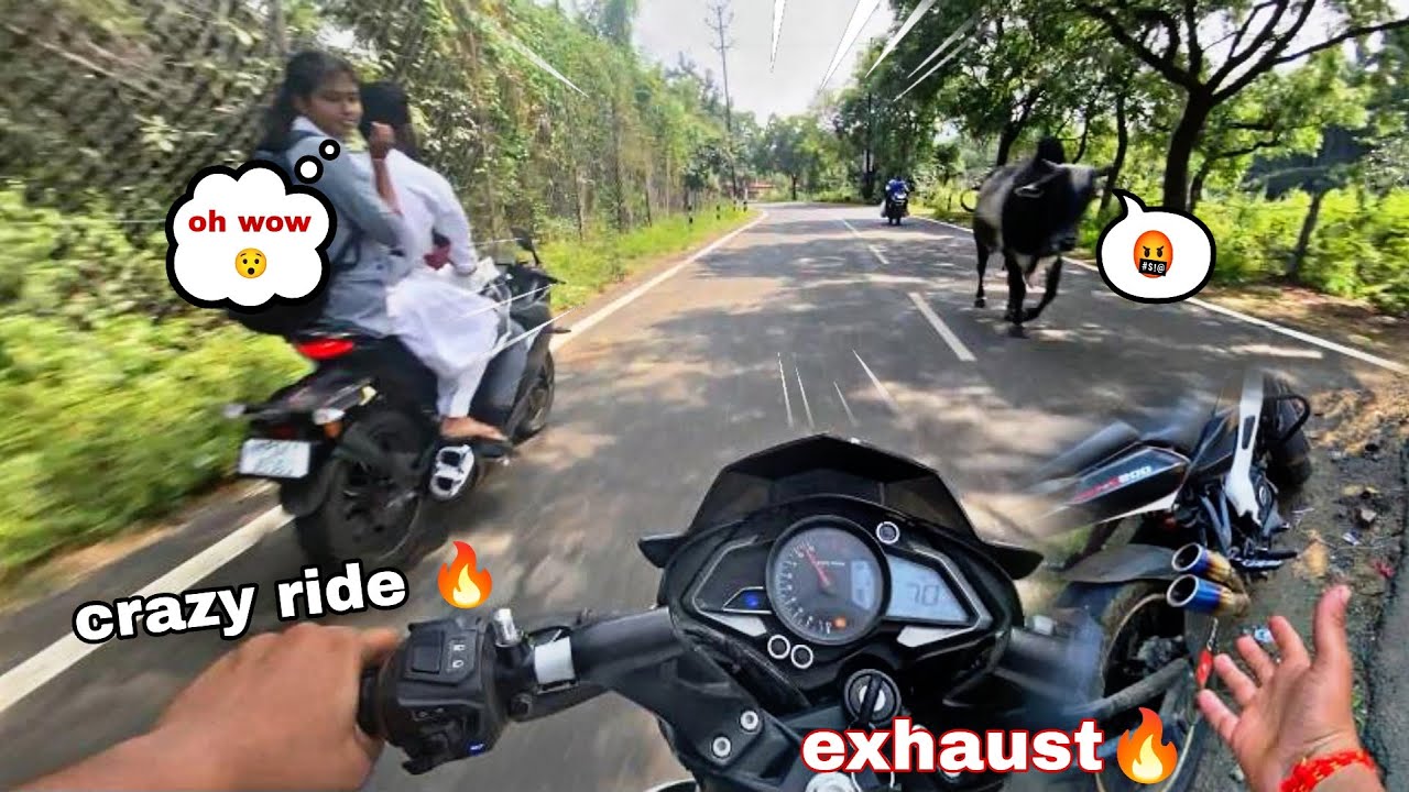 Crazy reaction ns200 with akrapovic exhaust || Crazy ride City Bhopal shahar main 🔥