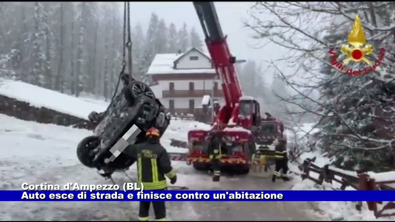 Cortina d'Ampezzo (BL). Auto esce di strada e finisce contro abitazione 16.03.2026
