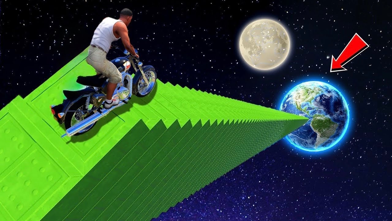 FRANKLIN TRIED THE IMPOSSIBLE STAIRWAY TO SPACE CARS BIKE CHALLENGE GTA 5