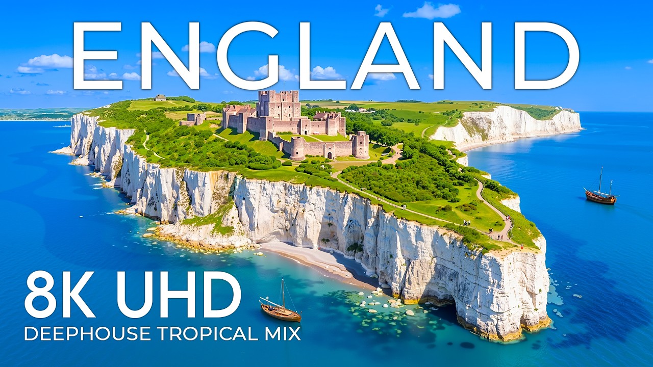 England 8K Drone Footage | White Cliffs of Dover, Chalk Ridges & Azure Serenity UHD