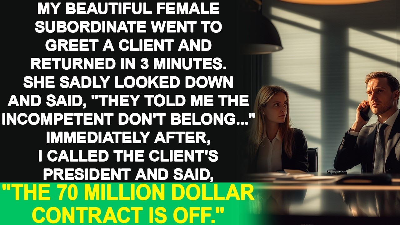 My beautiful subordinate returned from a client visit in 3 minutes, looking down. So I called and...