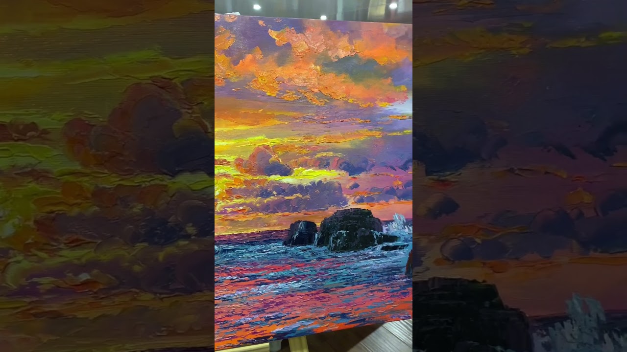 Stunning Ocean Sunset Painting | Seascape Art #oilpainting #painting #stillife