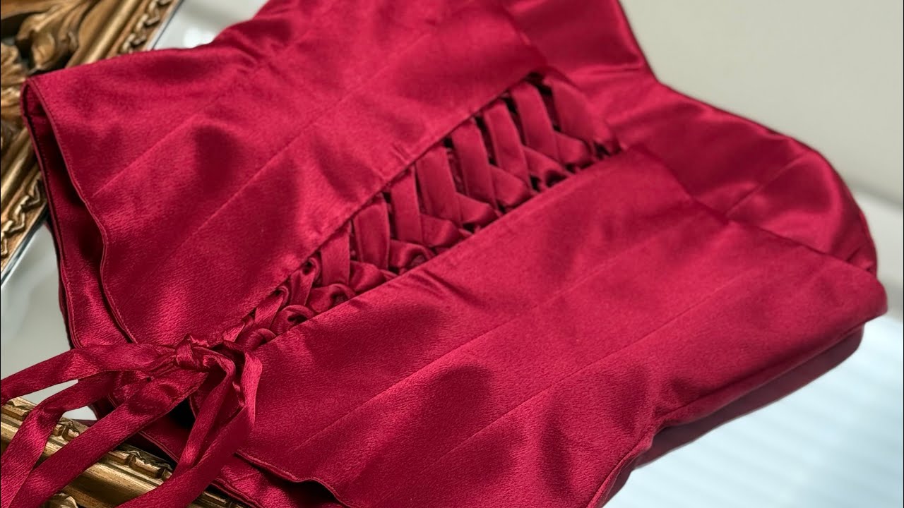 How to lace a corset #sewing #corset #valentinesday #sewingpattern #corsetpattern #designer #red 