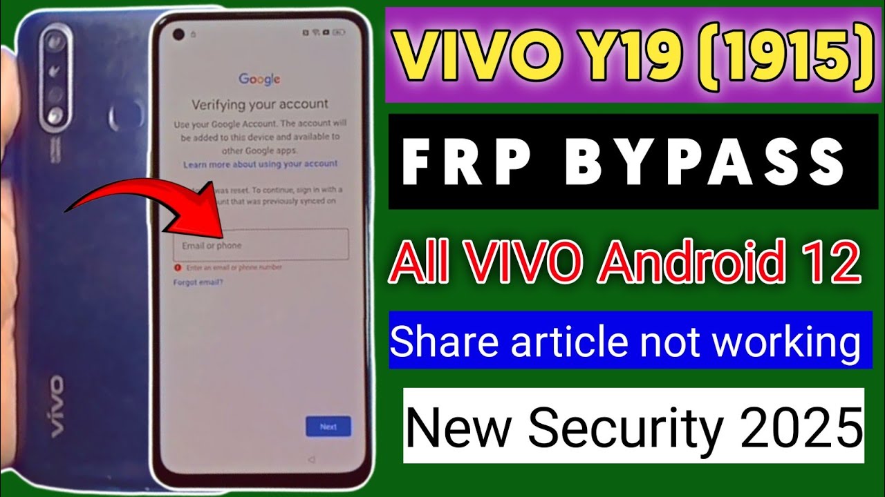 VIVO Y19 (1915) Frp Bypass Without Pc || All VIVO Android 12 Frp Bypass 2025 | Unlock Google Account