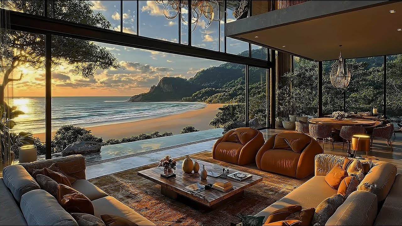 Luxury Beach House Ambience | Smooth Jazz, Ocean Waves & Pure Relaxation