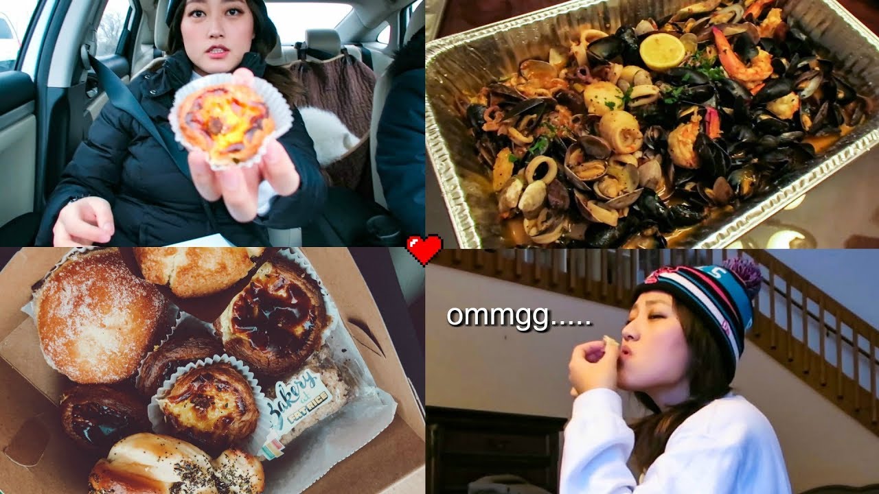 (mukbangVlog) Best Egg Tarts + Pastry + Boston Fish Market Seafood Vlog!