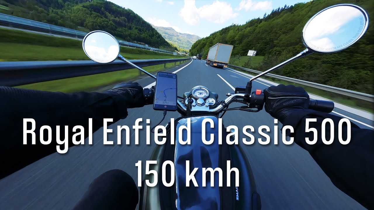 Highway ride on a Royal Enfield Classic 500 - 150 km/h - Tunnel sound -ASMR Sound!