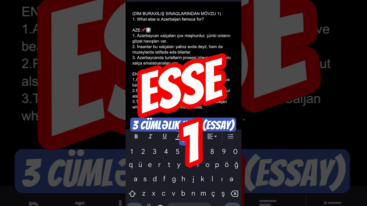 11-ci sinif Buraxılış imtahanına uyğun 3 c&uuml;mləlik inşa (Esse) - 1 #buraxilisimtahani #buraxılış