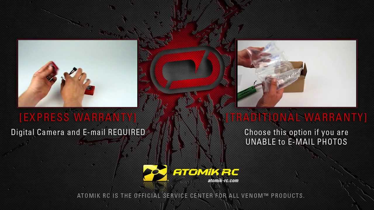 Venom LiPo Battery Limited Lifetime Warranty Information and RMA instructions.