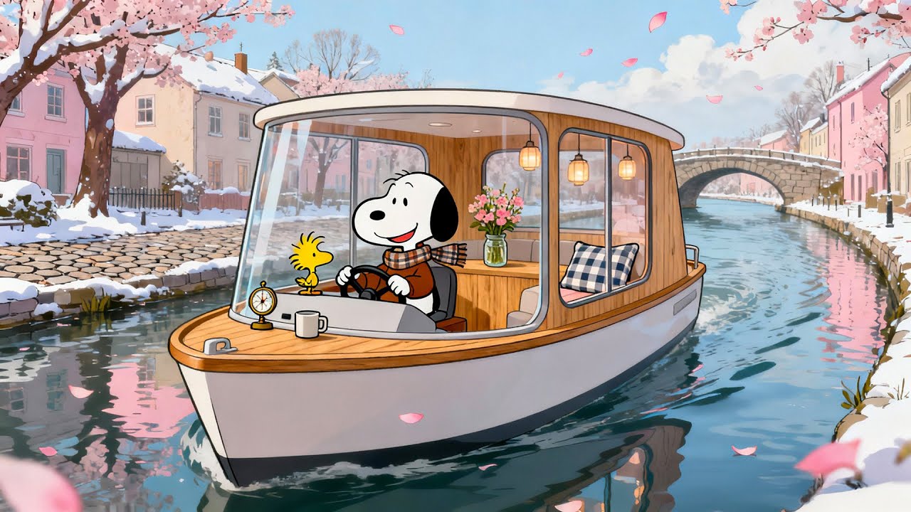 Snoopy on a Tranquil Boat Ride 🌸🚤 Springtime Lofi Ambience for Calm Study & Peaceful Work