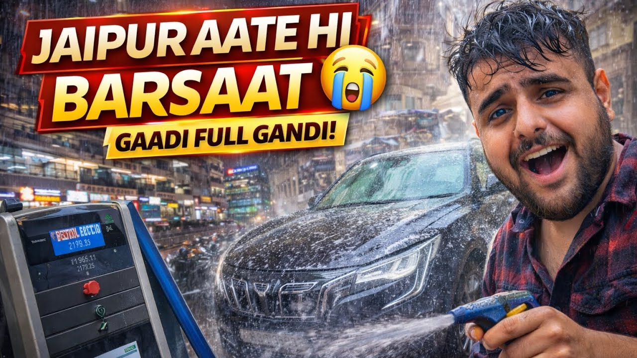 Coming Jaipur after A month || Baarish in Jaipur || Gadiyo ki Safai krdi or Fir Baarish Aagyi 😭