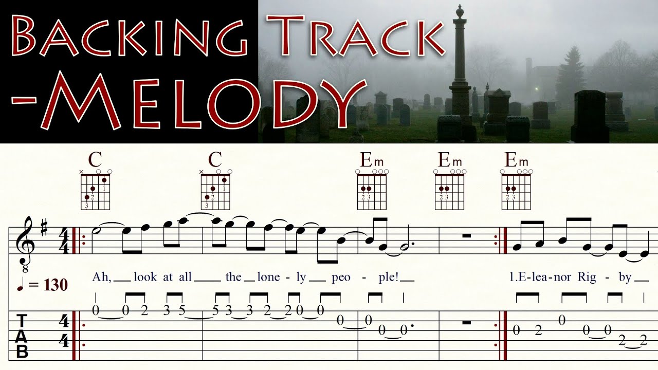 ELEANOR RIGBY | BEATLES | - Melody | Backing Track | TAB & Sheet Music