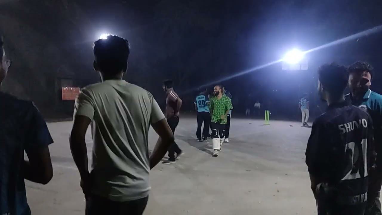  A short cricket match at night, In The  Dhaka University Campus... 