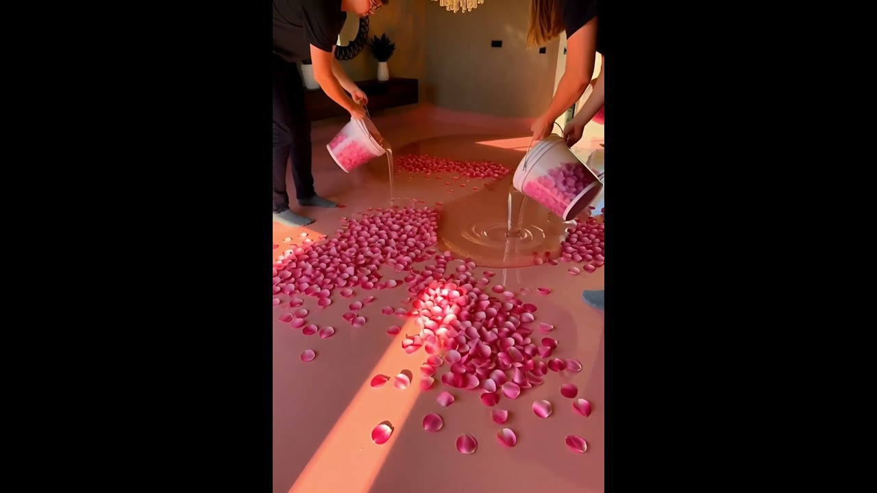 Transforming a Room into a Rose Petal Paradise! 🌹 Pink Epoxy Art 