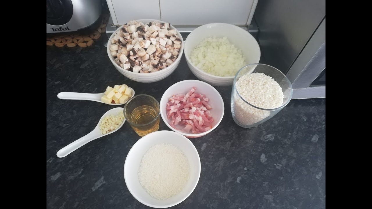 Risotto de champiñones y bacon