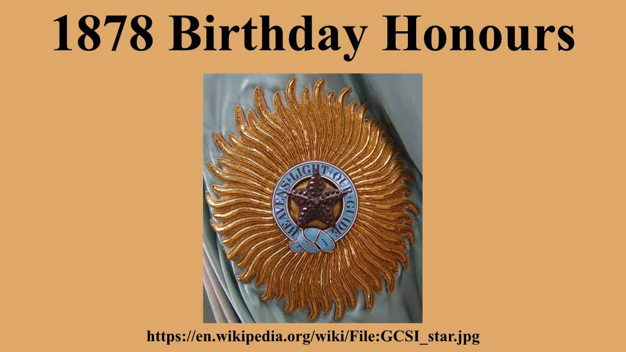 1878 Birthday Honours