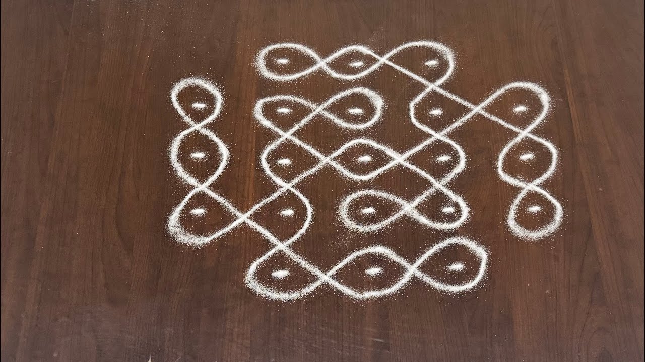 | Simple Daily Rangoli | 5*3*3 Dots Melikala Muggulu | perfect rangoli |