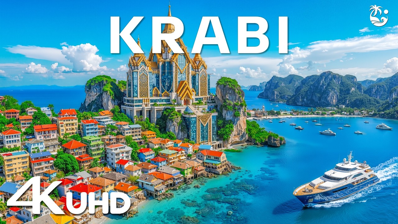 [4K] Krabi 🇹🇭 Limestone Cliffs, Emerald Bays & Andaman Sea Views