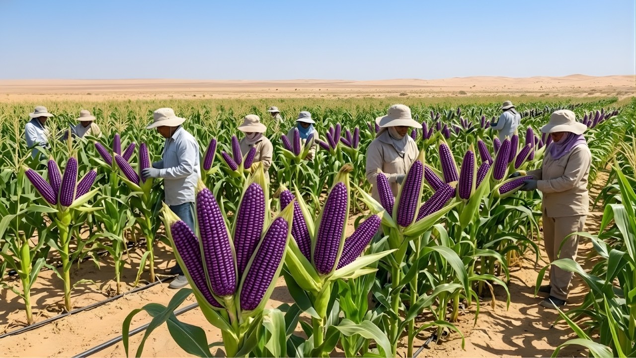 Unbelievable! How Corn Is Grown in the Desert and Processed Inside a Factory (Full Process)