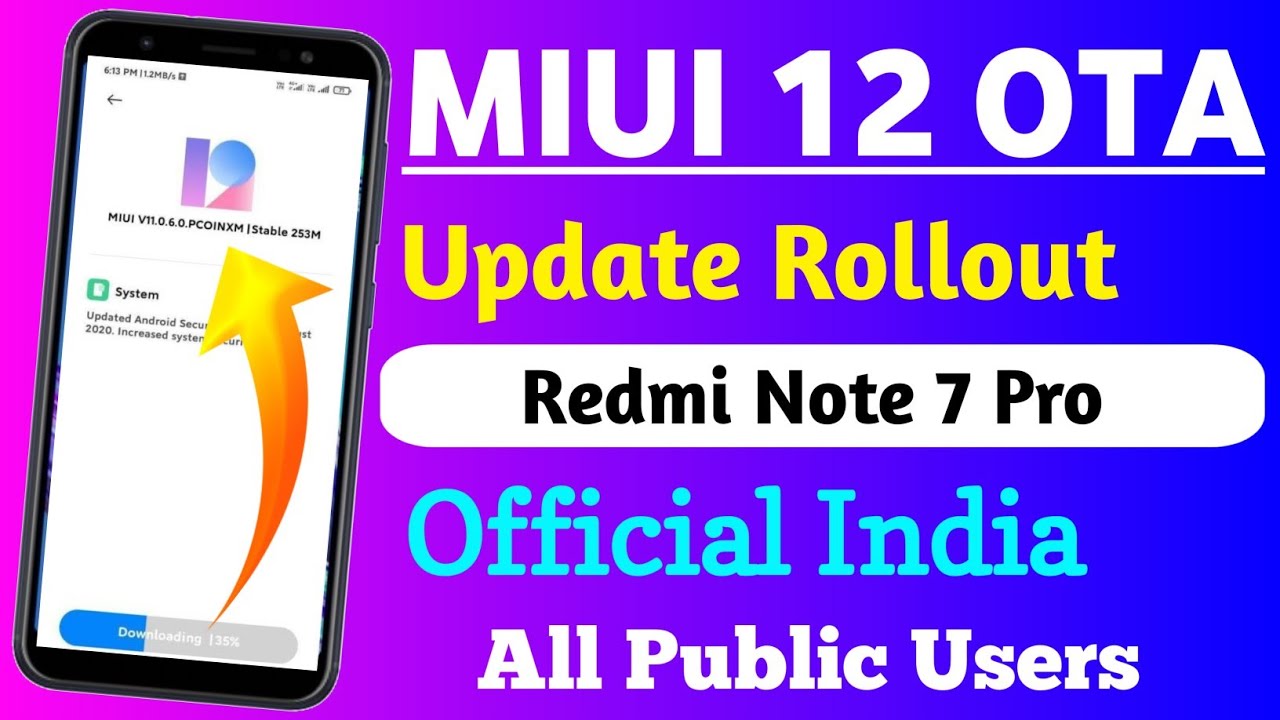 MIUI 12 Update For Redmi Note 7 Pro || MIUI 12 OTA Update On Redmi Note 7 Pro || MIUI 12, Note 7 Pro