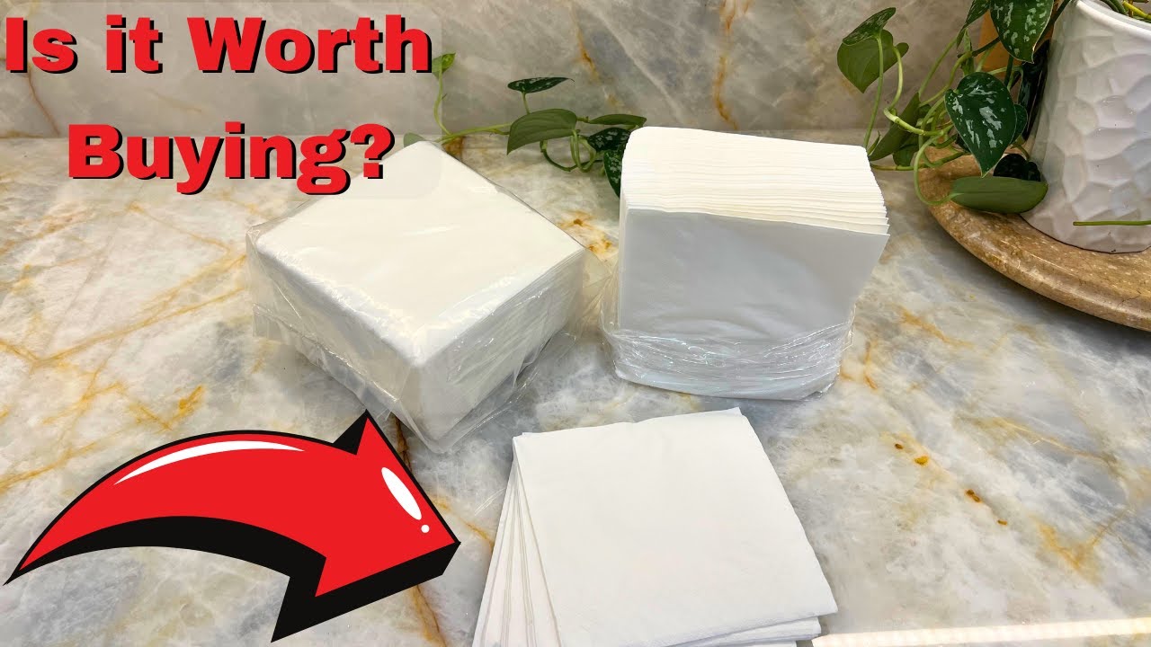 200 Count Napkins 2 Ply Plain White Beverage Napkins Disposable Four Fold Cocktails Paper Napkins