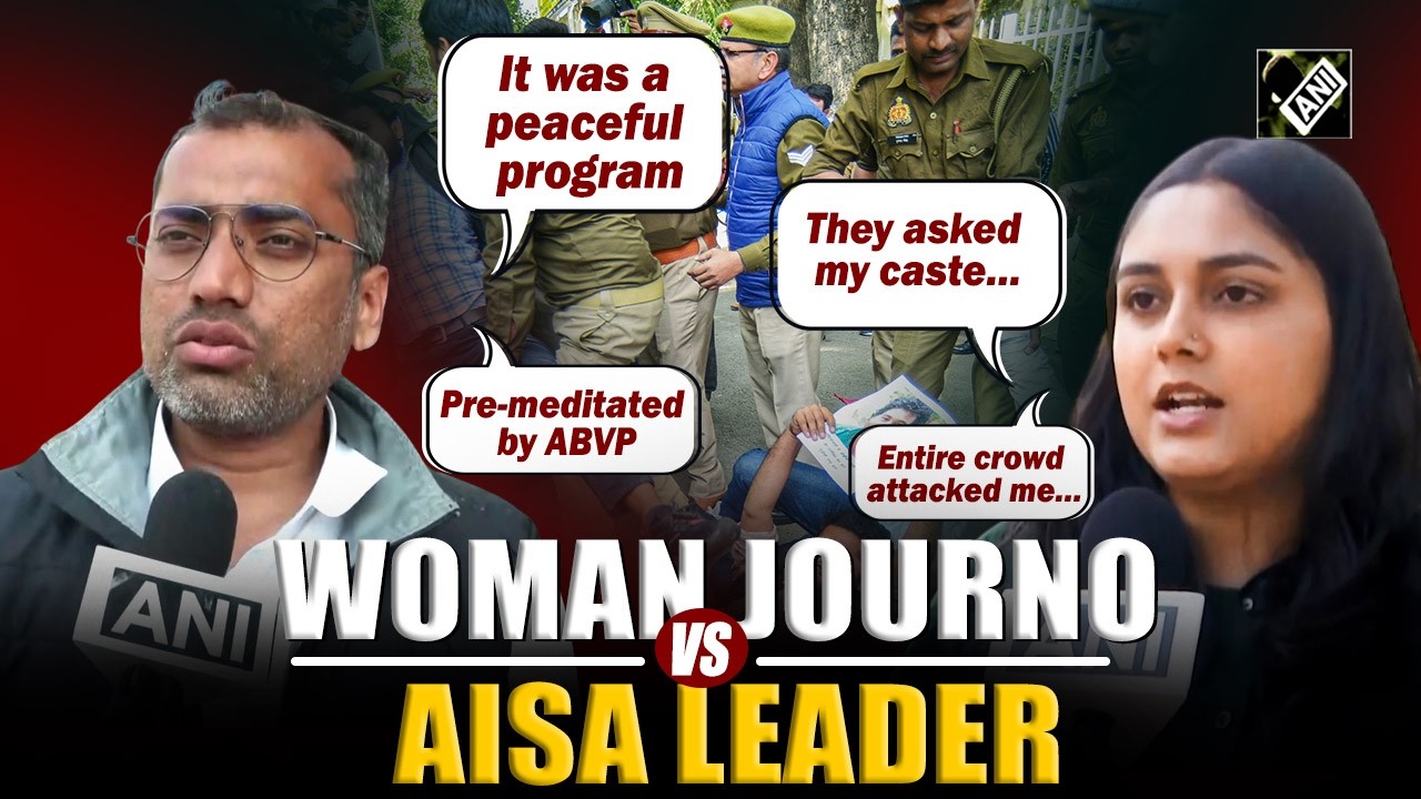Watch | War of words B/W Woman journalist & AISA leader over DU UGC Protest violence