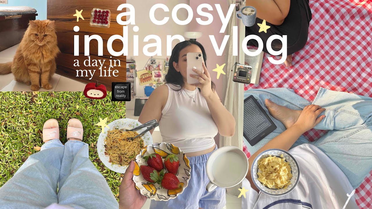 a slow day in my life☁️⭐️🧇indian vlog | routines, how i edit carousels, reading, cooking noodles 🥤📖