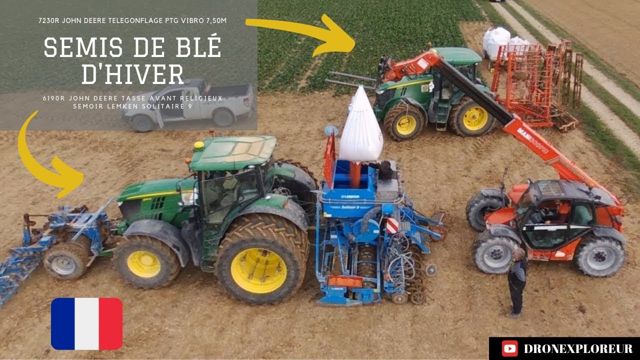 ⚠️ 🇫🇷 [Semis de bl&eacute; 🔰 John Deere 7230R et 6190R 🔰 Semoir Lemken]//Bebop 2 ⚠️