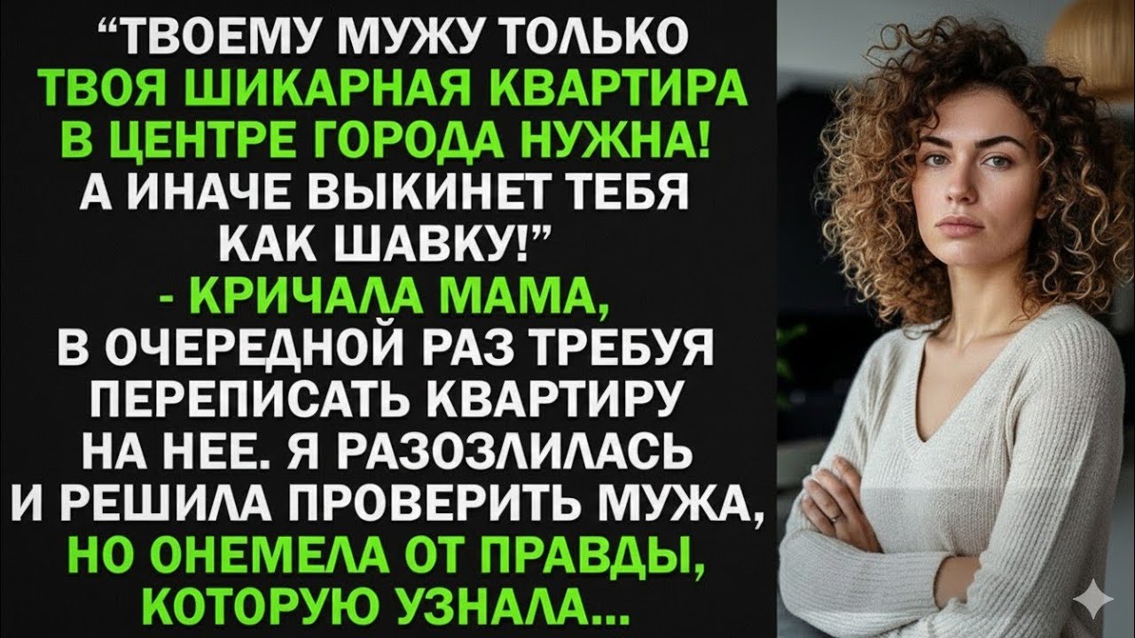 Твоему мужу только твоя квартира нужна! Перепиши ее на меня, пока не поздно! - Я решила проверить...