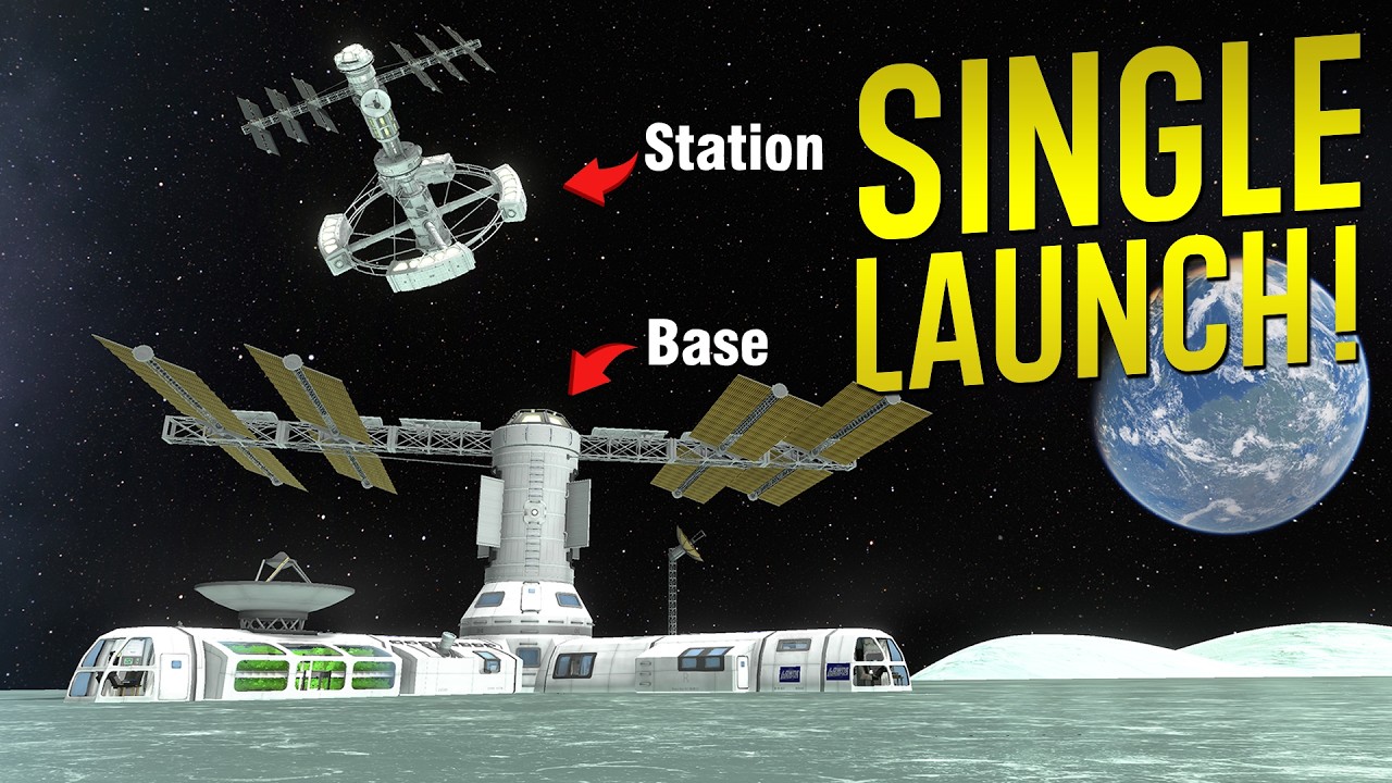 KSP: MODDED Space Station & Surface Base in ONE LAUNCH!