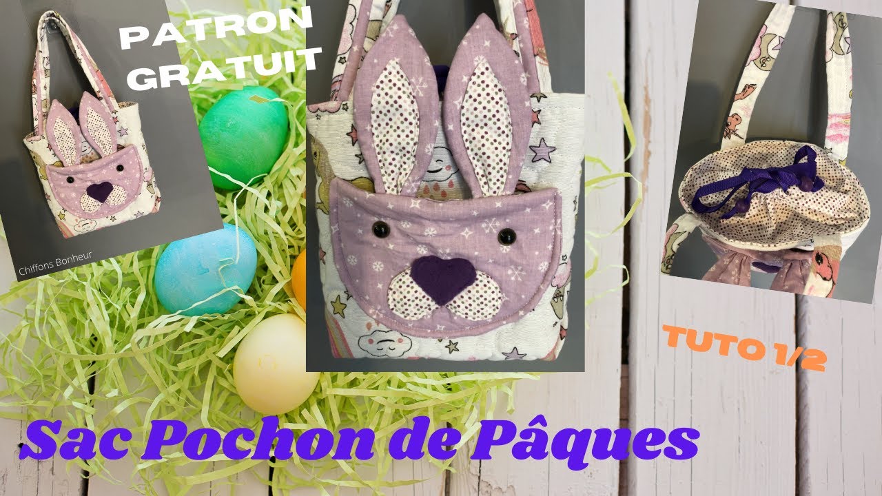 coudre un sac avec poche appliqué lapin, cours couture facile complet, pour fêter la Pâques tuto 1/2