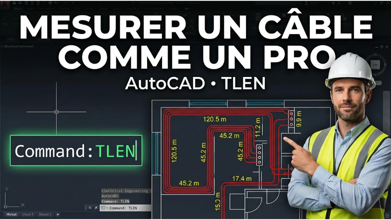 Mesurer un câble comme un PRO sur AutoCAD (TLEN) #AutoCAD #Electricité #PlanElectrique