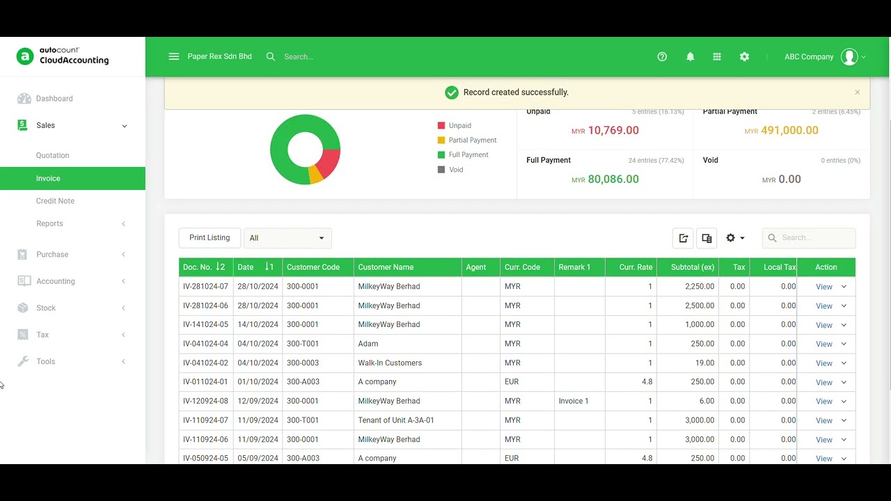Auto Count Cloud Accounting Demo in English