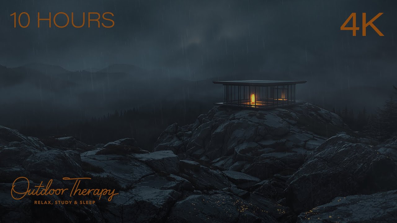 Midnight at Glass Point | Wind, Distant Thunder & Rain | RELAX | SLEEP | 10 HOURS [4K]
