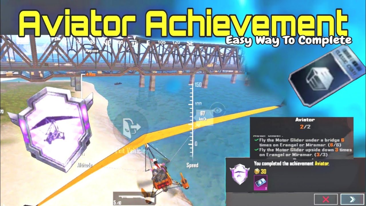 AVIATOR ACHIEVEMENT IN BGMI ✅ | HOW TO COMPLETE AVIATOR ACHIEVEMENT | FLY THE MOTOR GLIDER BGMI/PUBG