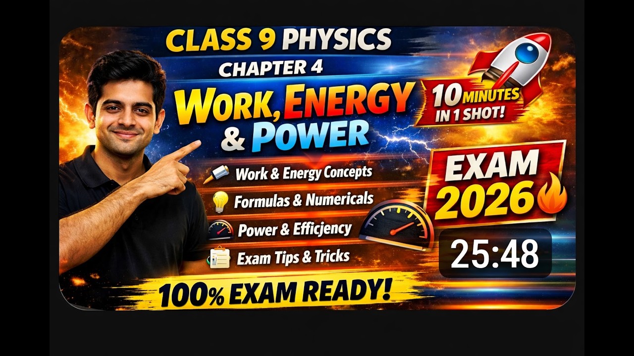 #Class 9 Physics Work Energy and Power | Most Important Concepts + Numericals 🔥
