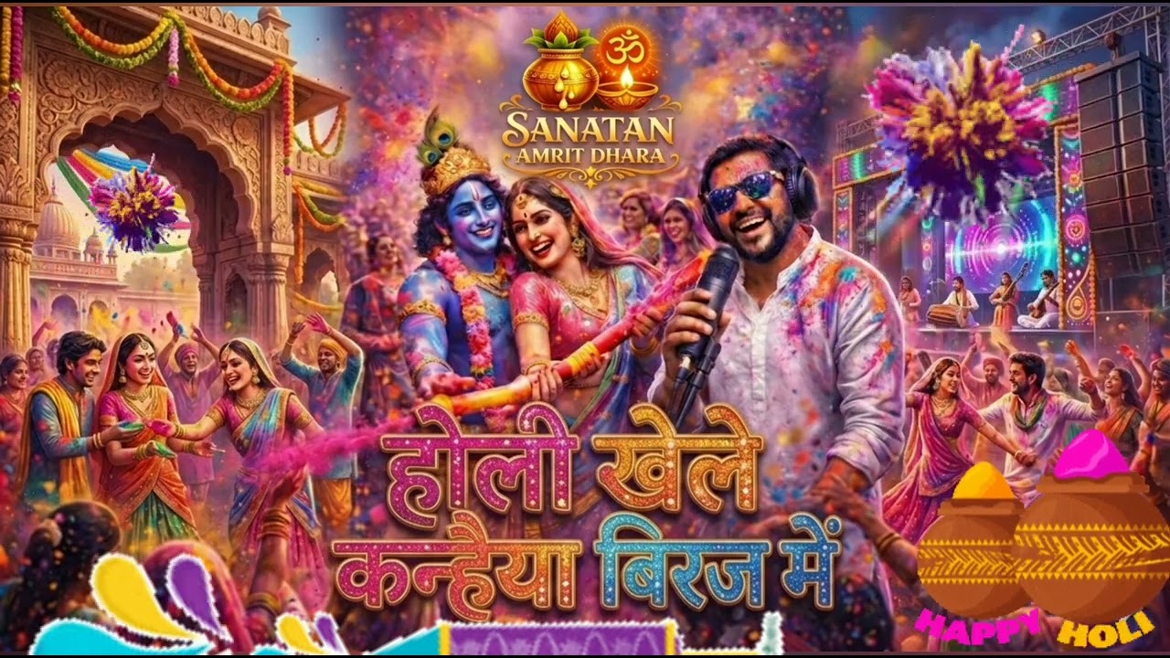 #holi Holi Khele Kanhaiya Braj Mein | Radha Krishna Holi Song 2026 | Sanatan Amrit Dhara 
