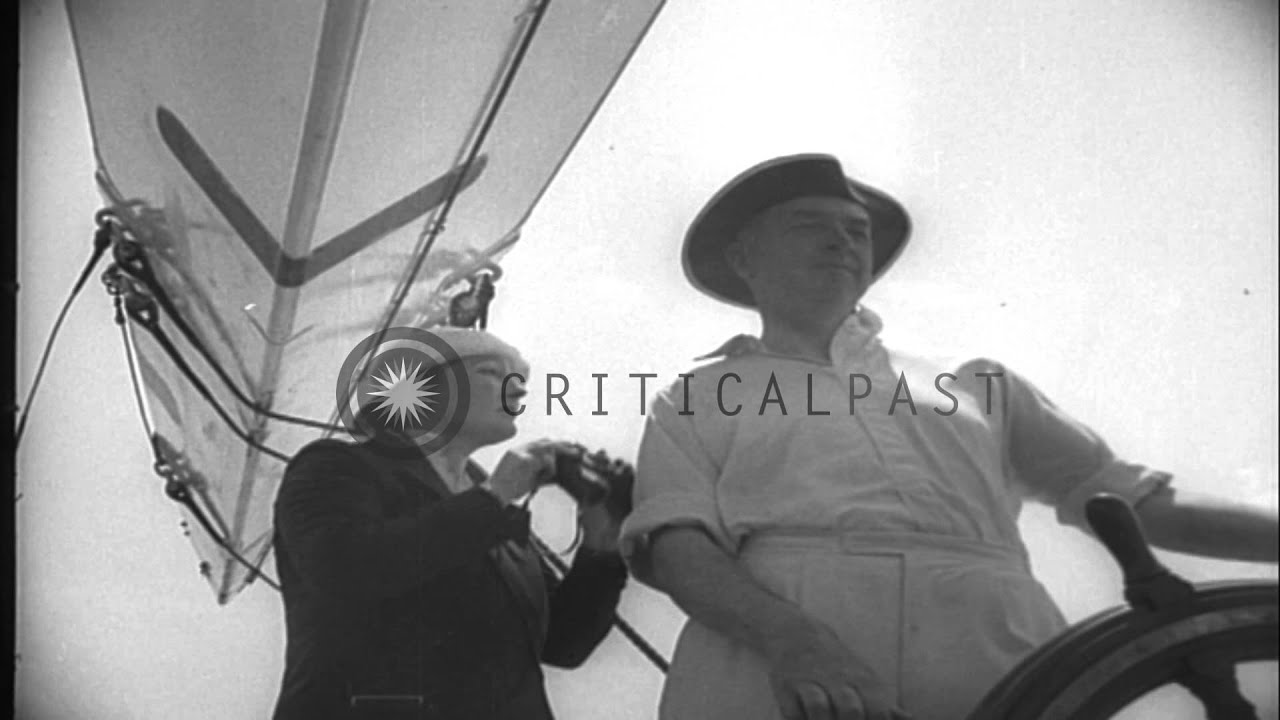 J-class yacht Ranger wins America's Cup by defeating Endeavour II of Britain by 4...HD Stock Footage