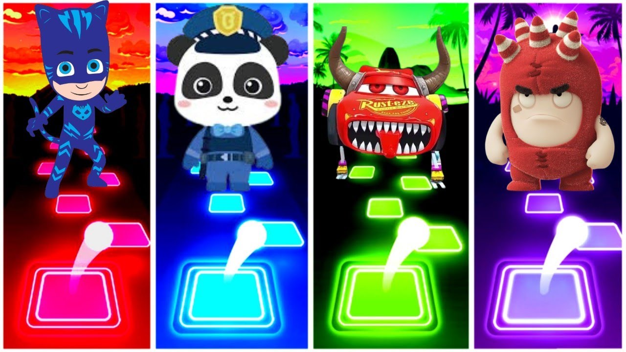  Pjmaks- Babybus - Lightning Mcqueen Eatra - Oddbods - Tiles Hop Edm Rush Game. 