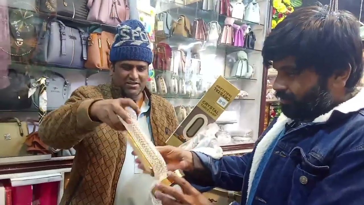 Bags clutches decoration pieces and beautiful wall clocks in local market 