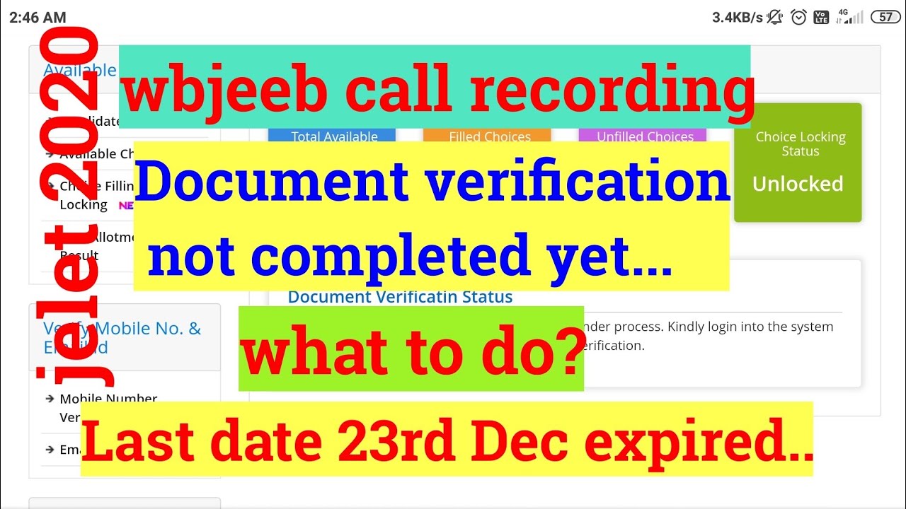 jelet 2020 | document verification not completed | last date 23rd Dec expired | what to do |