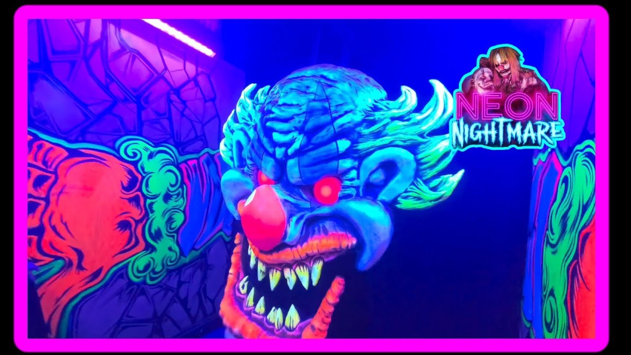 NEON NIGHTMARE - haunted house walkthrough at Woods of Terror!