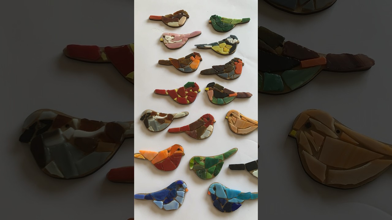 Time to grout these little glass mosaic birds 🦜